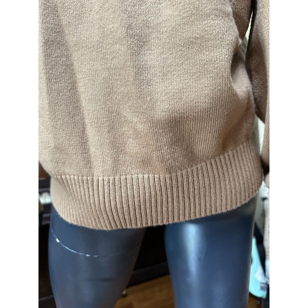 Ellen Tracy V-Neck Cable Knit Sweater Camel Tan NWT MSRP $89.00 Medium Plush - Picture 11 of 12